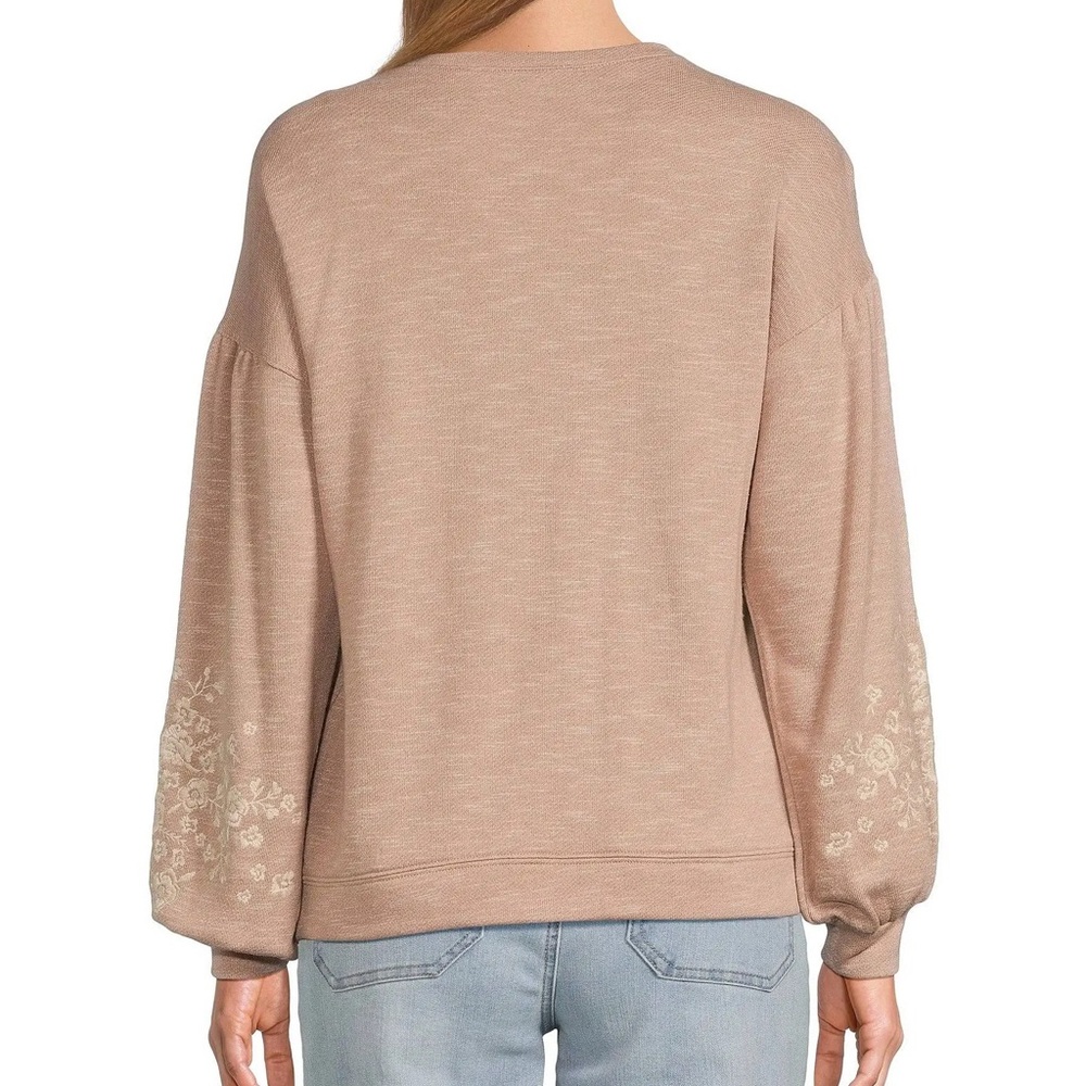 Nature by Westbound Floral Embroidered Sweatshirt - Taupe - Picture 4 of 7